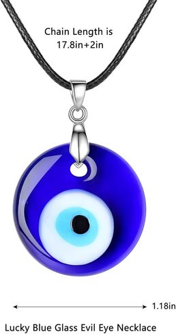 مجموعة أساور قلادة على شكل عين الشر من WBRWP: سلسلة حبل جلدية زجاجية ذات عيون زرقاء/قلادة محظوظة تركية من الفولاذ المقاوم للصدأ ومجموعة سوار عين الشر الأزرق للنساء والرجال والأولاد والبنات in Kuwait
