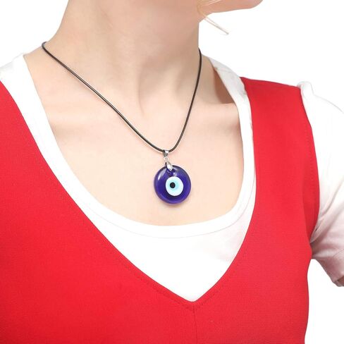 مجموعة أساور قلادة على شكل عين الشر من WBRWP: سلسلة حبل جلدية زجاجية ذات عيون زرقاء/قلادة محظوظة تركية من الفولاذ المقاوم للصدأ ومجموعة سوار عين الشر الأزرق للنساء والرجال والأولاد والبنات in Kuwait