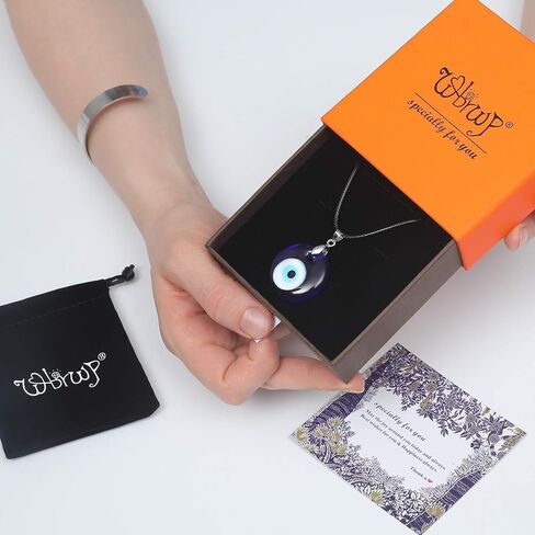 مجموعة أساور قلادة على شكل عين الشر من WBRWP: سلسلة حبل جلدية زجاجية ذات عيون زرقاء/قلادة محظوظة تركية من الفولاذ المقاوم للصدأ ومجموعة سوار عين الشر الأزرق للنساء والرجال والأولاد والبنات in Kuwait