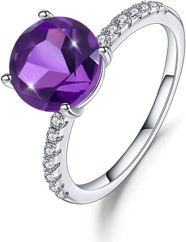 Qitian 925 Sterling Silver Solitaire Engagement Ring For Women With Round Birthstone in Saudi Arabia