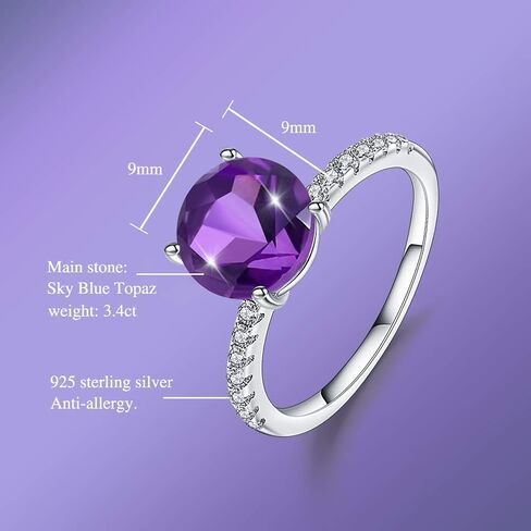 Qitian 925 Sterling Silver Solitaire Engagement Ring For Women With Round Birthstone in Saudi Arabia
