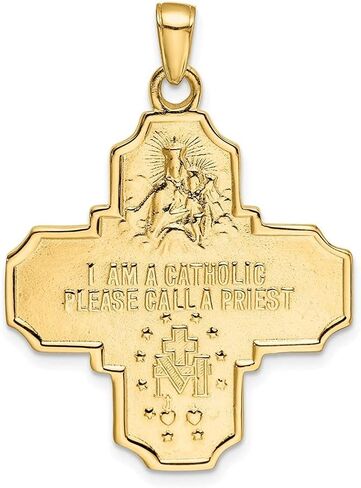 Diamond2Deal 14k Yellow Gold Four-Way Medal Pendant Fine Jewelry for Women (L- 39.25 mm W- 29 mm) in Saudi Arabia