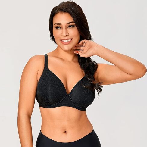 DELIMIRA Women's Wireless Plus Size Seamless Full Coverage Lightly Padded Bra in Saudi Arabia