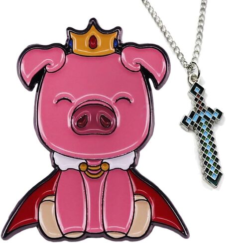 OVCOSER Technoblade دبابيس المفاتيح، Gamer Technoblade Merch Pig سبيكة معدنية المينا بروش مع سلسلة المفاتيح in Kuwait