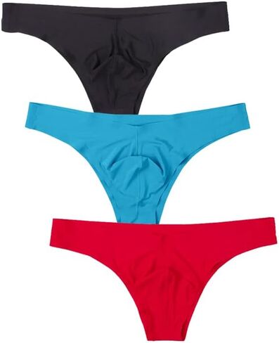 Mens Ice Silk Solid Color Brief Panties Traceless Breathable Bikini Thongs Underwear Low Rise Panties in Saudi Arabia