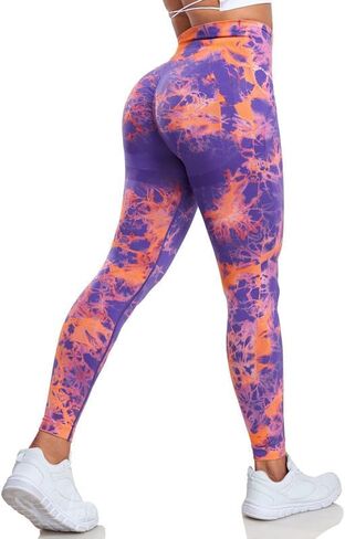 Tie Dye Seamless Leggings for Women High Waist Scrunch Seamless Yoga Pants in Saudi Arabia