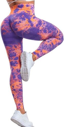 Tie Dye Seamless Leggings for Women High Waist Scrunch Seamless Yoga Pants in Saudi Arabia