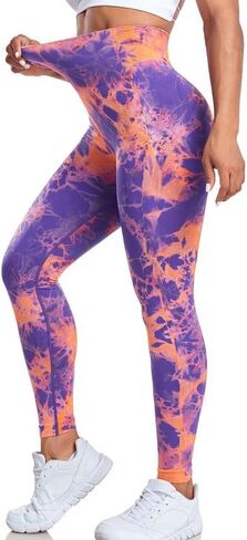 Tie Dye Seamless Leggings for Women High Waist Scrunch Seamless Yoga Pants in Saudi Arabia