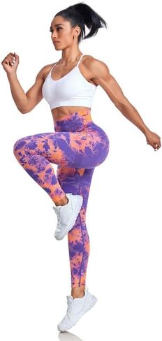 Tie Dye Seamless Leggings for Women High Waist Scrunch Seamless Yoga Pants in Saudi Arabia