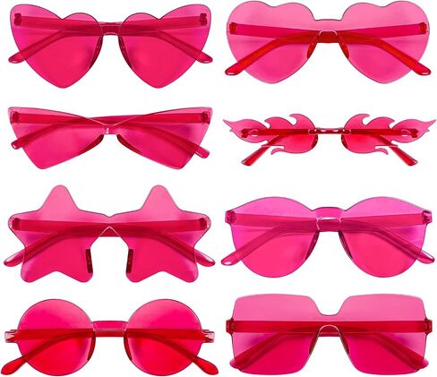 Matcheck 8 Mixed Style Colored Sunglasses Pink Classic Retro Party Favors Eyewear Costume Accessories Bulk Glasses for Women in Saudi Arabia
