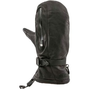 Swany Men's Supreme Touch Screen Compatible Leather Winter Skiing Mittens with Removable Stretch Fleece Inner Glove Liner