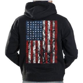 Lucky Ride American Flag Mens Hooded Sweatshirt United States USA Tattered Flag Hoodie