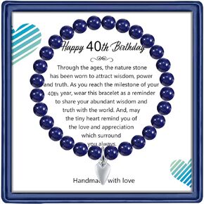 40th Birthday Gifts for Women Men, Amethyst Beads Birthday Bracelet for Woman Truning 40 Years Old Jewelry Gift for Women Men Mom Sister Best Friend Wife Boss Birthday Gifts