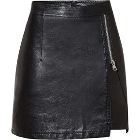 NASUN Womens Leather Skirt,High Waist Casual Zip Faux Leather Skirt Mini Bodycon Pencil Skirt