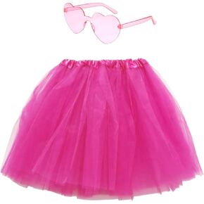Women's Tulle Skirt Elastic Waist Tutu Skirts Tutus Skirts and Heart Sunglasses for Women