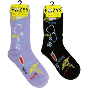 Foozys Women's Crew Socks - 2 pk, Nurse, Fits Women's Shoe Size 4-10