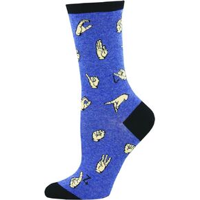 Socksmith Womens' Novelty Crew Socks "A Handy Language" - Heather Denim,Denim,One Size