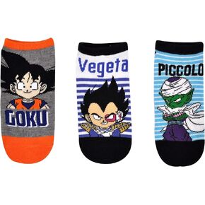 Everything Legwear Dragon Ball Z Lowcut Socks (3 Pair) - Chibi Goku Vegeta Piccolo - Unisex No Show Socks