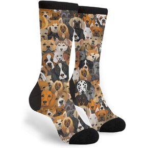 Different Breeds Dogs Casual Cool 3D Printed Crazy Funny Colorful Fancy Novelty Graphic Crew Tube Socks