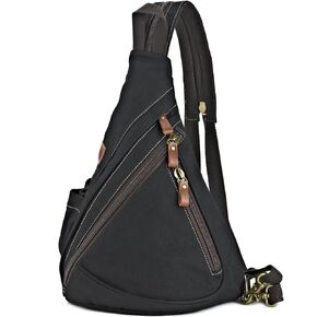 Canvas Sling Bag Convertible Crossbody Chest Bag Shoulder Backpack Daypack for Men Women Outdoor Cycling Travel