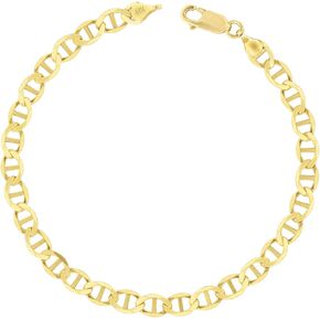 Nuragold 14k Yellow Gold Solid 6mm Anchor Mariner Link Chain Bracelet, Mens Jewelry Lobster Clasp 7" 7.5" 8" 8.5" 9"