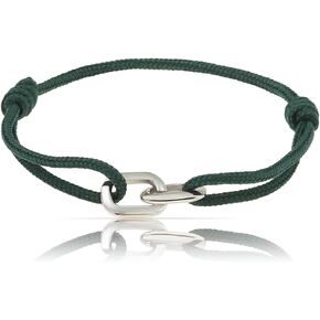 Made by Nami Nautical Bracelets for Men - Handmade Men Rope Bracelet - Sailing Rope Bracelet for Men - Adjustable Mens Bracelets Rope - Surfer Bracelet Gift for Men (Emerald Green Silver)