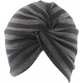 Cotton Striped Beanie Turban Chemo Hat Head Wrap Cap Headwear for Cancer Patients