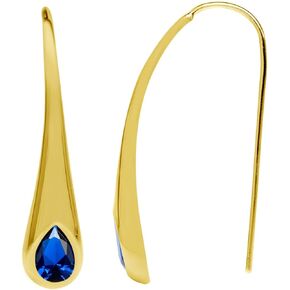 Silvershake 7x5MM Pear Shape Birthstone Gemstone White Gold Plated or 18K Yellow Gold Plated 925 Sterling Silver Modern Style Hook Earrings Jewelry for Women