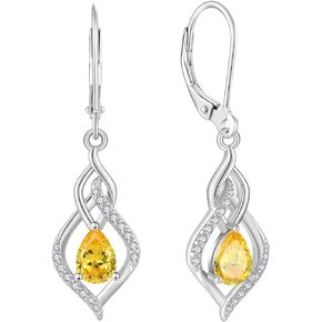 Dangle Drop Earrings for Women 925 Sterling Silver Teardrop Leverback Earrings with Birthstone Jewelry Gifts for Mom Wife Girls Her