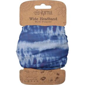 Karma Blue Tie Dye Headband for Women - Wide - Fabric Headband and Stretchy Hair Scarf - Blue, 1 Count (Pack of 1)