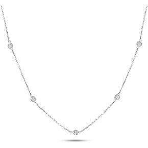 925 Sterling Silver CZ By The Yard Round Cut Cubic Zirconia Chain Necklace