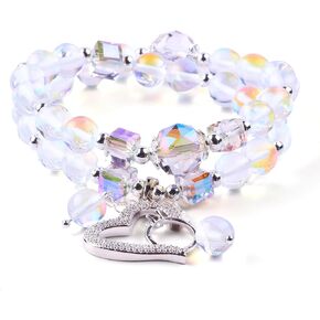 UFEEL 1pc Natural Crystal Beaded Bracelet Handmade Adjustable Gemstone Amethyst Aquamarine Carnelian Pink Zebra Bracelet Gift for Festivals