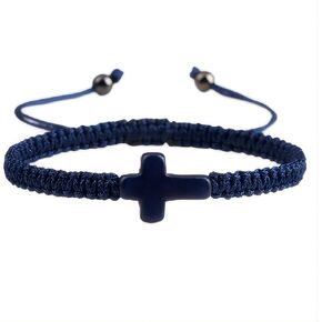 tenghong2021 Cross Hand Woven Rope Bracelet Handmade Braided String Turquoise Adjustable Bracelet Matching Couple Bracelets for Women Men Birthday Gifts Lucky Jewelry