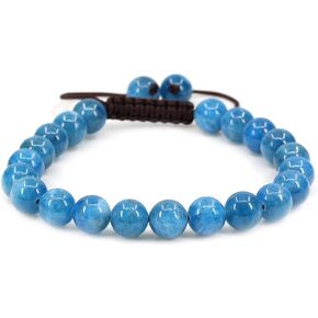 Keleny Gem Semi Precious Gemstones Crystal 8mm Round Beads Adjustable Braided Macrame Tassels Bracelets Unisex