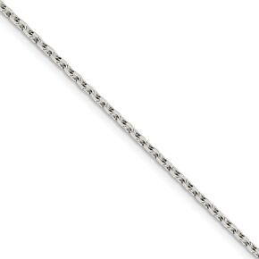 The Black Bow 2mm Sterling Silver Solid Beveled Oval Cable Chain Necklace