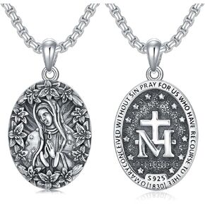 Virgin Mary Necklace 925 Sterling Silver Our Lady of Guadalupe Virgen de Guadalupe Religious Gift in Saudi Arabia