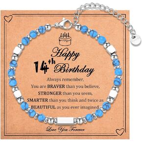 IKIATY 6-21 Years Old Girls Birthday Gifts, Tiny Beaded Bracelets Gifts for Daughter Granddaughter Niece Friends with Happy 6th-21st Birthday Card