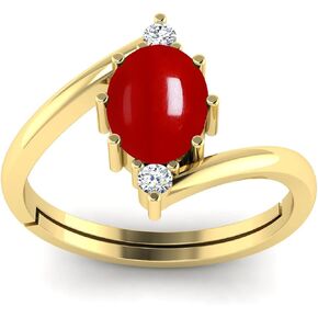 5.00 Carat Natural Red Moonga Coral Ring For Women And Men