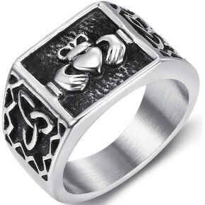 Jude Jewelers Stainless Steel Retro Vintage Celtic Knot Claddagh Style Signet Promise Statement Ring