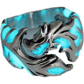 Cool Flying Dragon Luminous Ring, Gothic Punk Rings for Men and Women Allergy Free Glow in the Dark Creative Embossed Dragon Pattern Animal Ring Halloween Anniversary Party Jewelry Light-Emitting Gift
