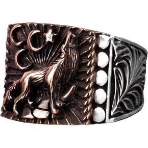 Falcon Jewelry Men's Sterling Silver Ring, Wolf Wildlife Ring in Saudi Arabia