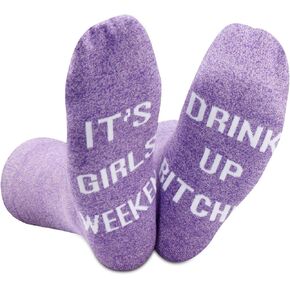 2PAIRS Novelty It's Girls Weekend Drink Up Bitches Funny Socks For Girls