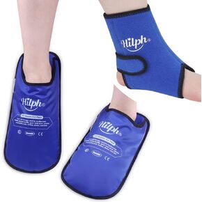 Bundle of Foot Ice Pack Slippers and Ankle Ice Pack Wrap