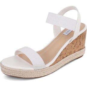Atsroel Wedge Sandals for Women Strappy Platform Sandals Cute Espadrilles Slip on Comfortable Elastic Wedges for Women Casual Summer Heeled Open Toe platform Sandals Women Chunky Heel