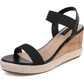 Atsroel Wedge Sandals for Women Strappy Platform Sandals Cute Espadrilles Slip on Comfortable Elastic Wedges for Women Casual Summer Heeled Open Toe platform Sandals Women Chunky Heel