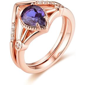 Lab Growth Alexandrite Gemstone Rings for Women Solid 925 Sterling Silver Rings for Women Trendy Pear Engagement Wedding Ring Gift