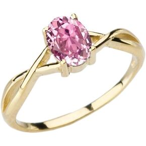 Elegant 10k Yellow Gold Twisted October Birthstone Solitaire Engagement/Promise Ring