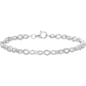 Dazzlingrock Collection Ladies Swirl Infinity Bracelet with Round White Diamond Accents, 925 Sterling Silver