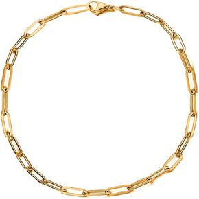 Savlano 18K Gold Plated 925 Sterling Silver Solid Italian Diamond Cut Paperclip Link Chain Bracelet With Gift Box For Women & Men - Made in Italy