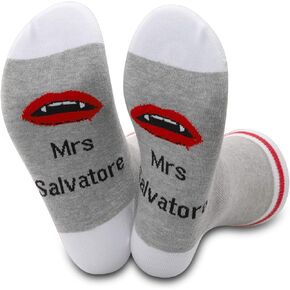 JXGZSO Vampire TV Show Inspired Gift Mrs Salvatore Vampire Novelty Socks Vampire Party Supplies